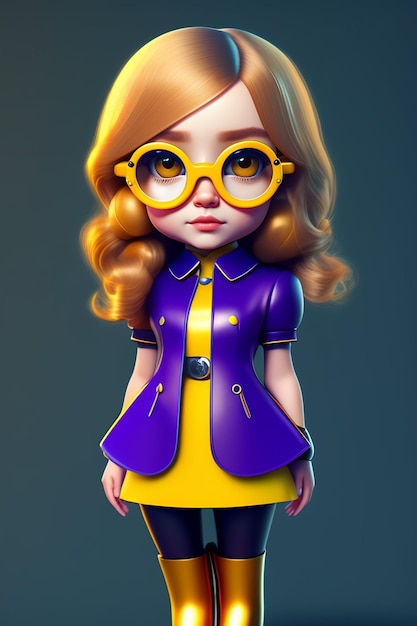 illustration d'une belle fille mignonne 3d ai générative