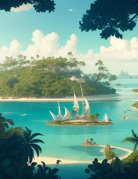 Illustration de belle île tropicale