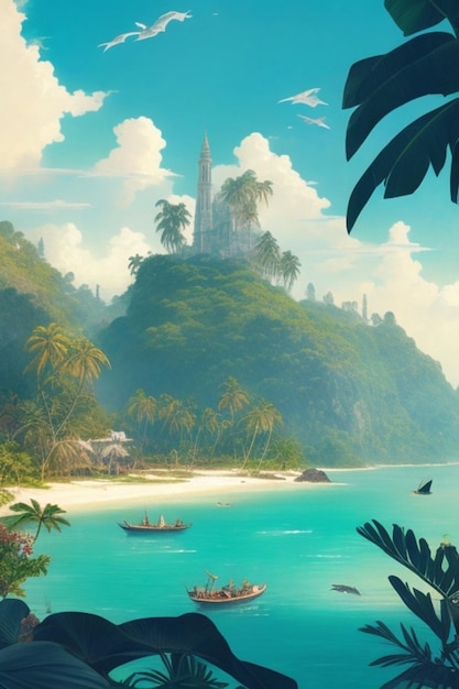 Illustration de belle île tropicale