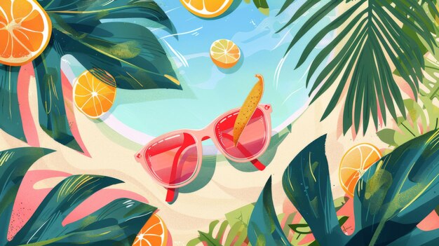 Photo illustration d'une belle plage tropicale sur une journée d'été ensoleillée concept de vacances d'été