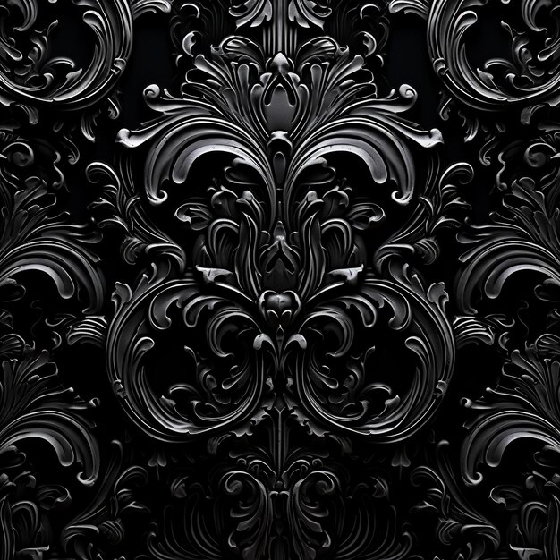 illustration de belle symétrique Vintage Damask Gothic Noir Bla