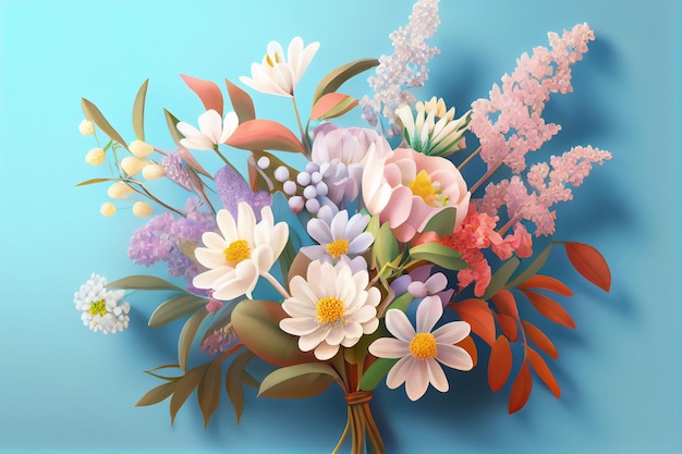 Illustration de belles fleurs de printemps AI générative