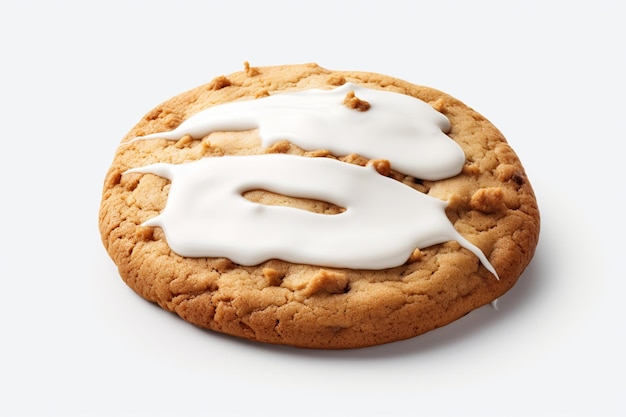 illustration d'un biscuit rempli de lait sur un fond blanc transparent