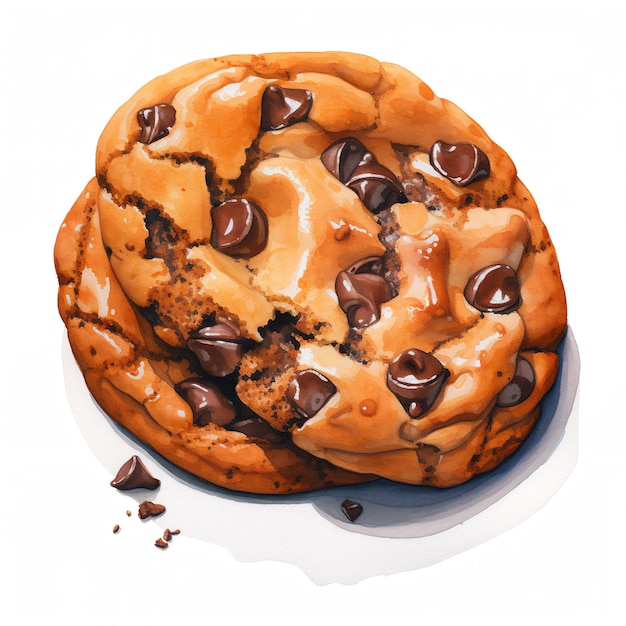 illustration de biscuits au chocolat à l'aquarelle