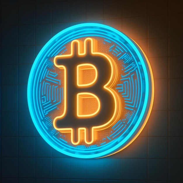 Photo illustration de bitcoin au néon