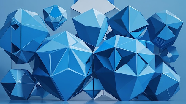 Illustration bleue avec des formes hexagonales géométriques élégantes