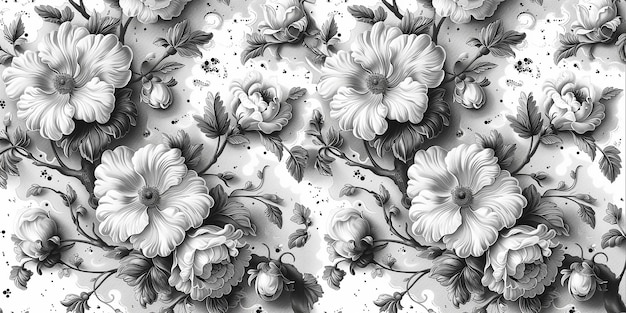 Illustration boho abstraite florale monochrome