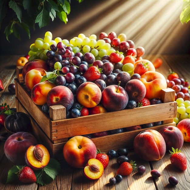 Illustration d'une boîte pleine de fruits