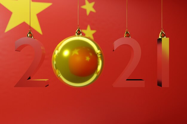 illustration bonne année dans le contexte du drapeau national de la Chine