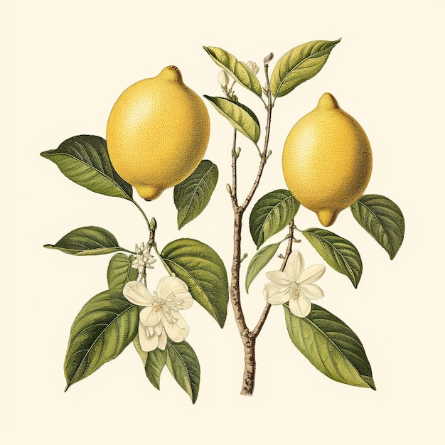 Illustration botanique du citron