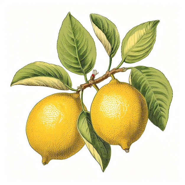 Illustration botanique du citron