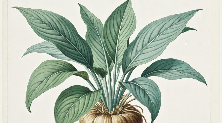 Photo illustration botanique d'une plante aux grandes feuilles vertes