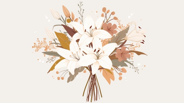 Illustration d'un bouquet d'élégant lily AI générative