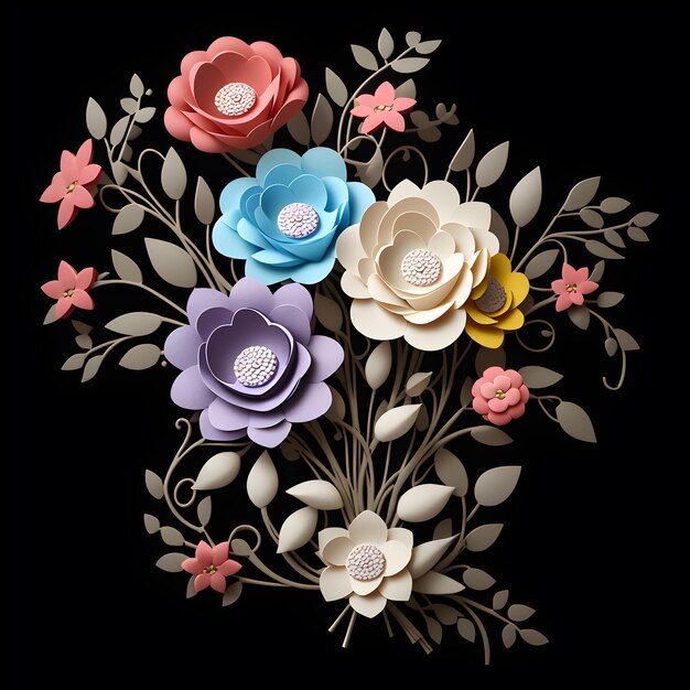 Illustration de bouquet de fleurs en 3D