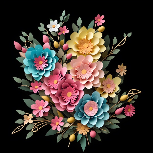 Illustration de bouquet de fleurs en 3D