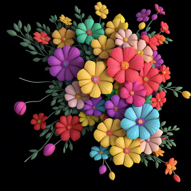 Illustration de bouquet de fleurs en 3D