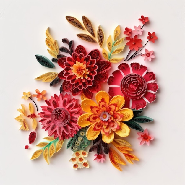 Illustration de bouquet de fleurs Style de quilling en papier pour la Saint-Valentin de mariage d'anniversaire