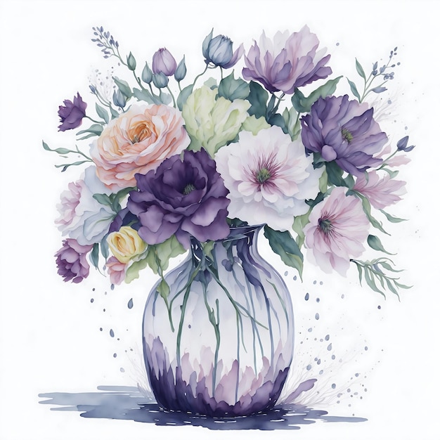 Illustration de bouquet floral avec fond blanc