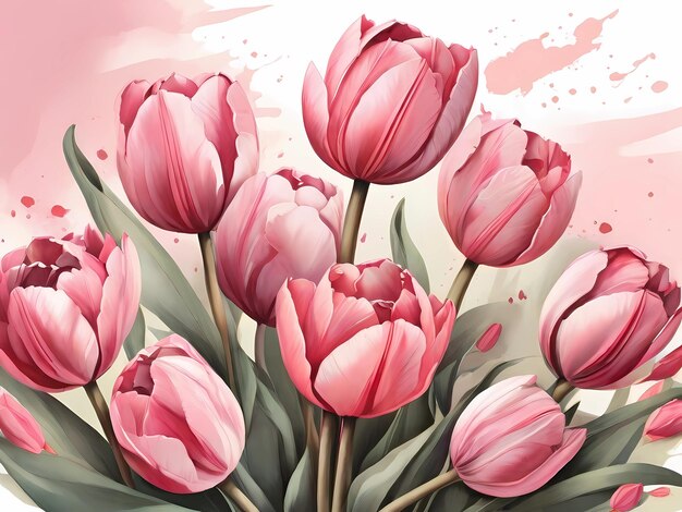 Illustration d'un bouquet de tulipes roses