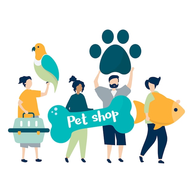 L'illustration de la boutique d'animaux png à fond transparent
