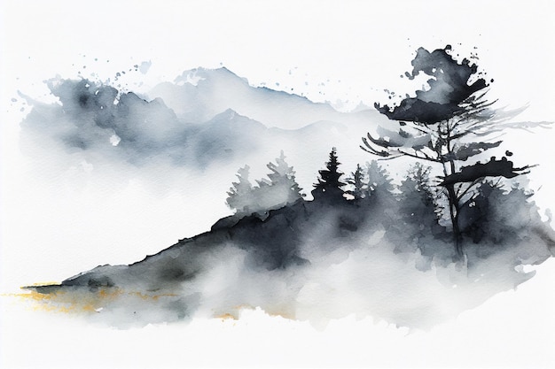 Illustration de brouillard d'encre fond blancIA générative