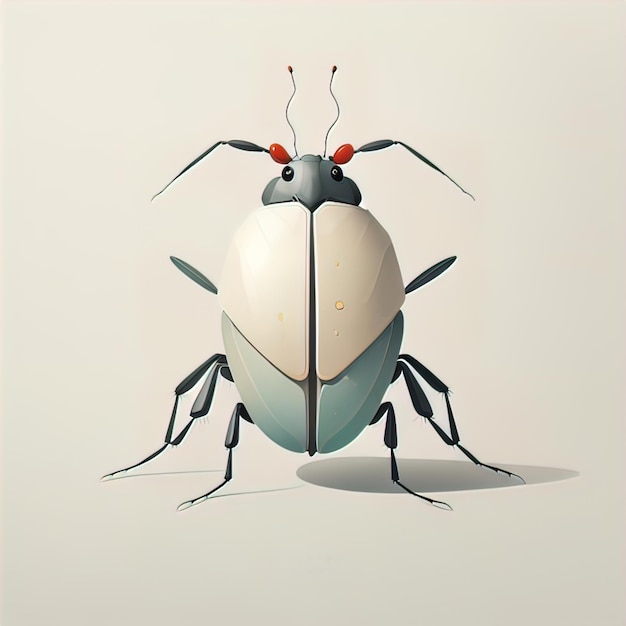 Illustration d'un bug sur fond blanc avec une ombre douce générative ai