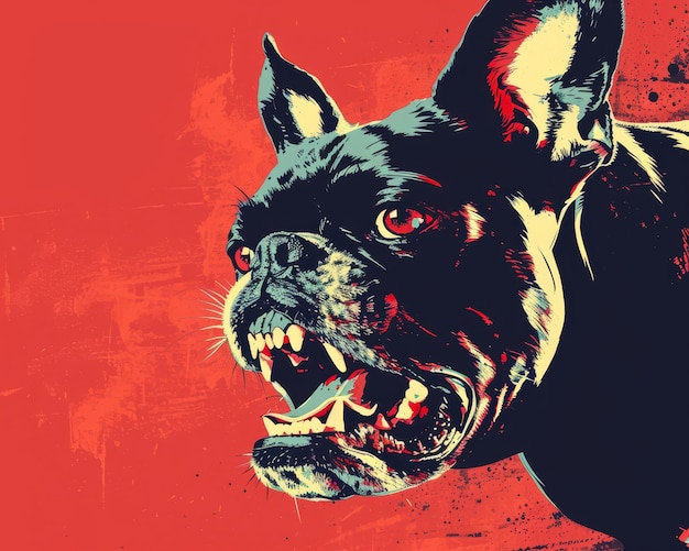 Photo une illustration d'un bulldog français avec la bouche ouverte