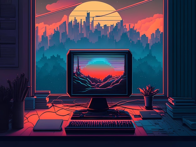 illustration de bureau lofi