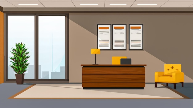 Illustration de bureau moderne en couleurs vives