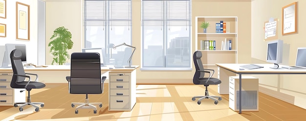 Illustration de bureau moderne avec deux ordinateurs de bureau et des fenêtres