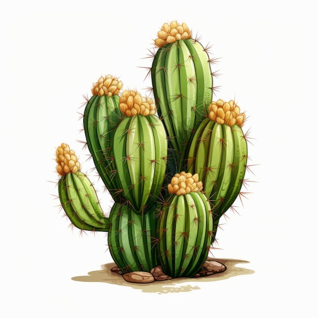 Illustration de cactus sur fond blanc ombrage détaillé dessins animés spirituels