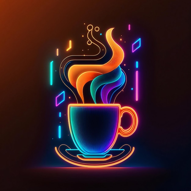 illustration de café au néon