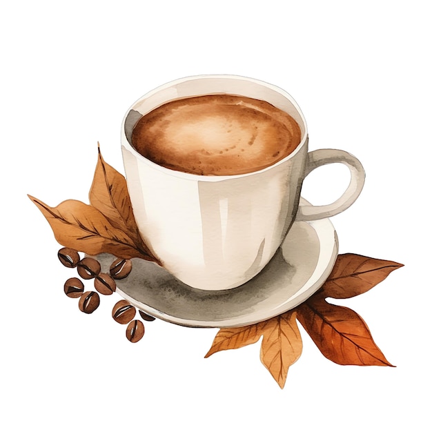 Illustration de café automne automne chaud aquarelle mignon