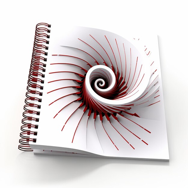 Photo illustration d'un cahier en spirale vide isolé sur un fond blanc