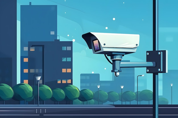 Illustration d'une caméra de surveillance urbaine pour le concept de vidéosurveillance