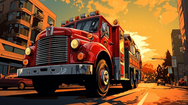 illustration de camion de pompiers