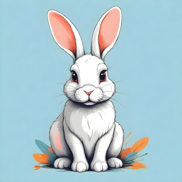 Une illustration capricieuse de lapin dessinée à la main