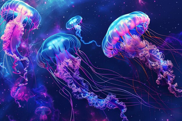 Photo une illustration capricieuse de méduse avec un ai génératif vibrant