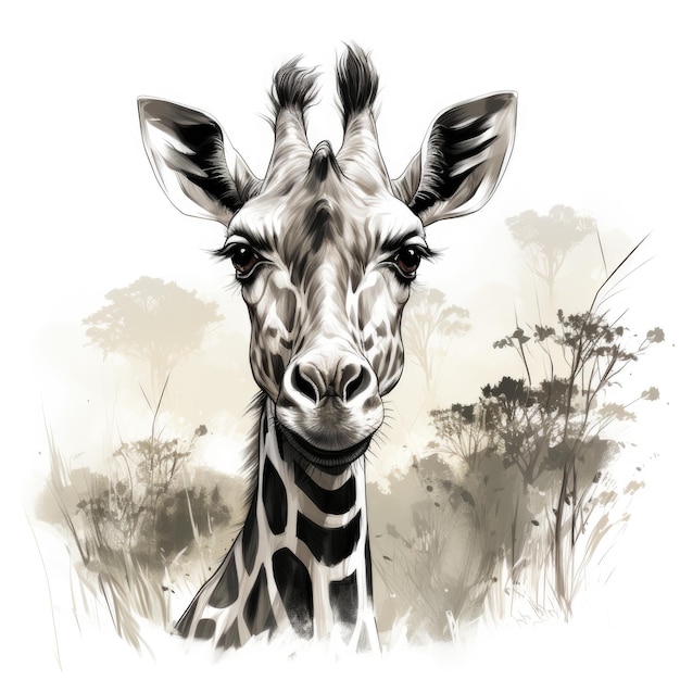 Illustration captivante d'un animal sauvage africain noir et blanc en C