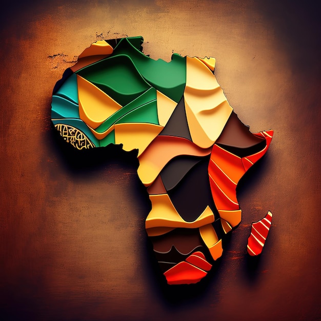 Photo illustration de la carte de l'afrique avec le mois de l'histoire noire aux couleurs africaines generative ai