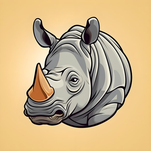 Photo illustration de carte flash de dessin animé d'un rhinocéros