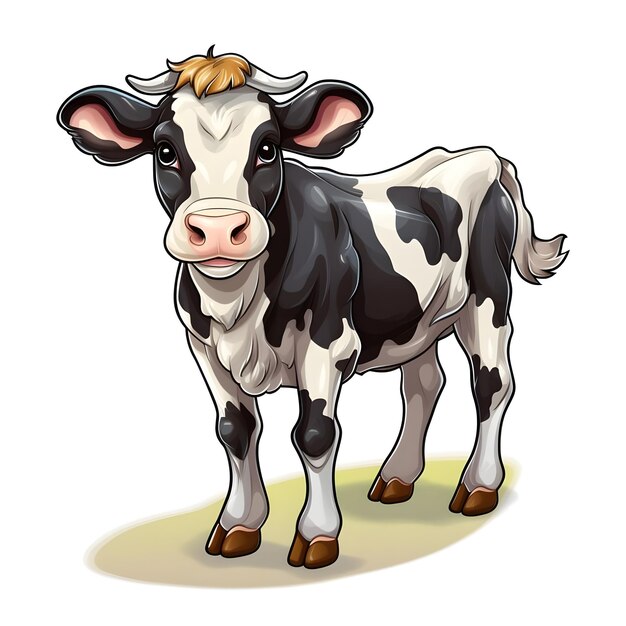 Illustration de carte flash de dessin animé d'une vache de ferme