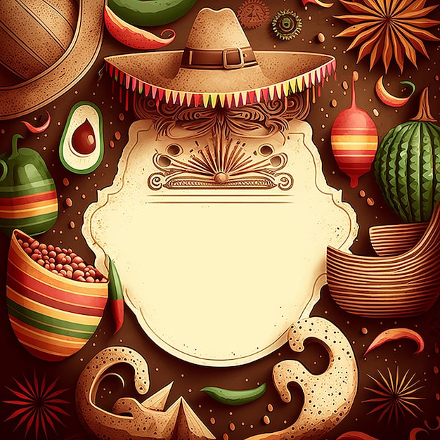 Illustration de carte de vacances Cinco de Mayo AI générative