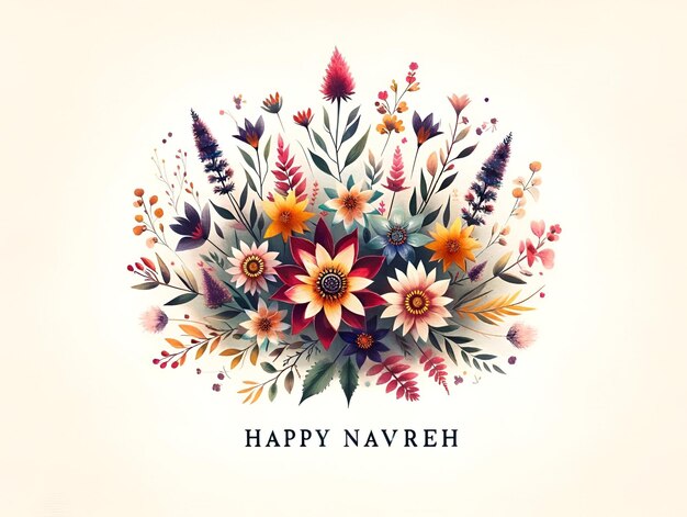 Illustration d'une carte de vœux avec de belles fleurs pour la célébration du navreh