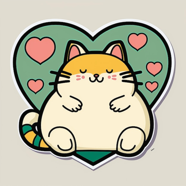 Illustration de carte de voeux mignon chat valentine kawai
