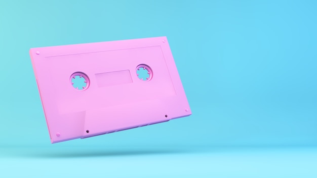 Illustration de cassette rétro rose rendu 3d