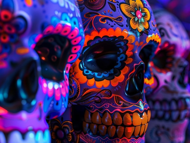 Illustration de la célébration de Flat dia de muertos crâne mexicain