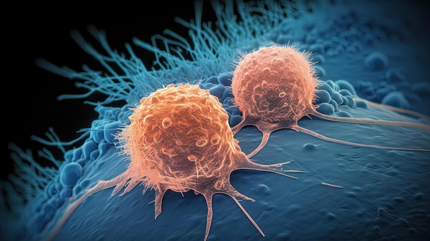 Illustration de cellules cancéreuses par IA générative