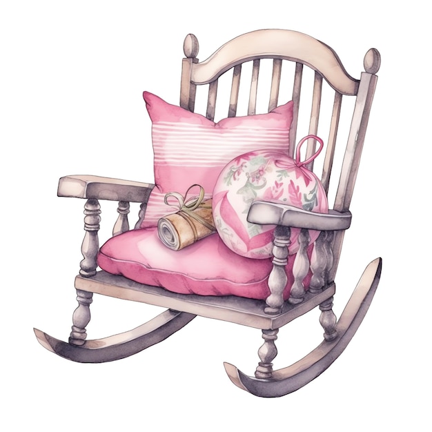 Illustration de chaise berçante bébé aquarelle mignon