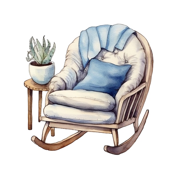 Illustration De Chaise Berçante Bébé Aquarelle Mignon